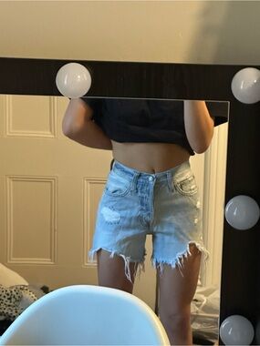 Aeropostale Light Blue Distressed Denim Cutoff Shorts